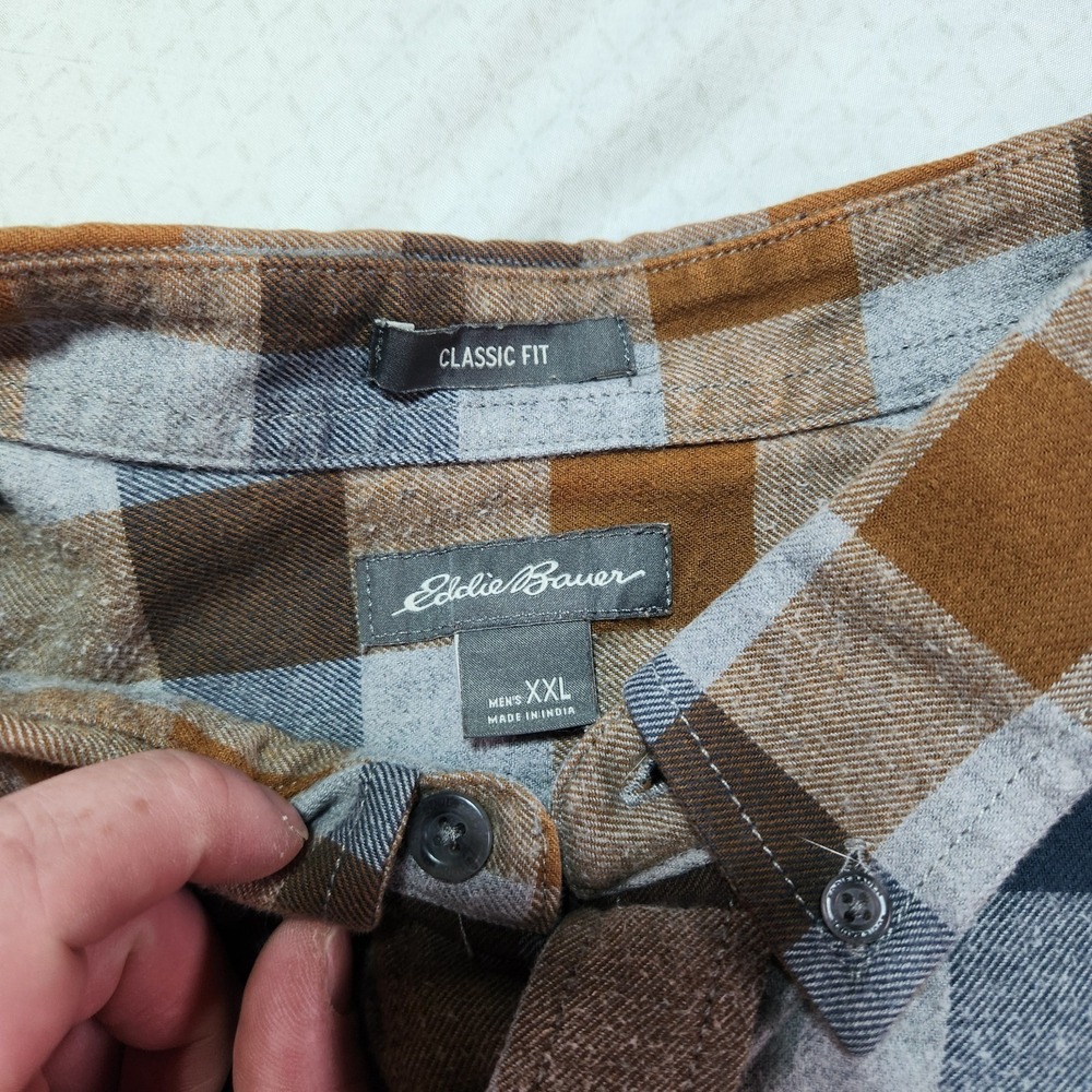 Eddie Bauer Classic Fit Plaid Flannel Button Down Shirt Mens Size 2XL - Picture 4 of 12